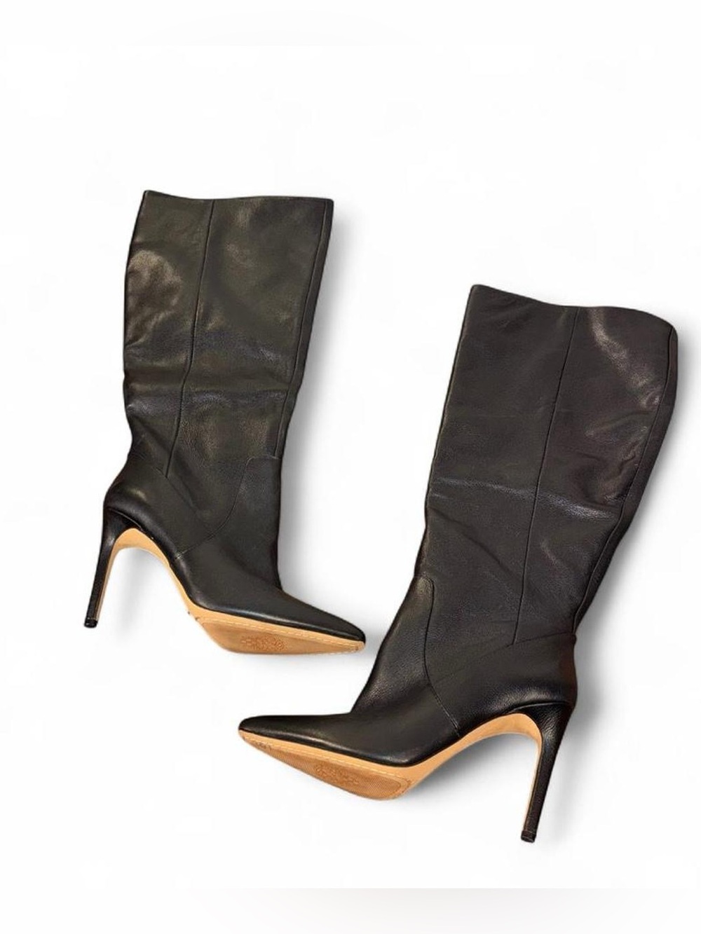 Vince Camuto Fendels Black Leather Knee High Stiletto Boots Size 9